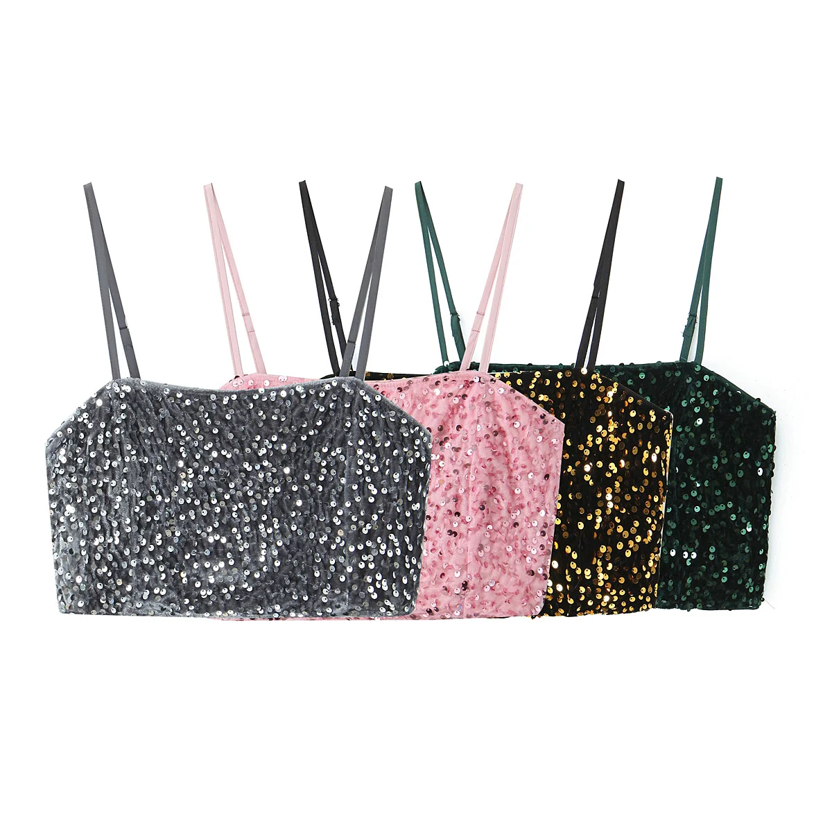 Pure Sexy Sparkling  ter Vest Inner Wear Summer New Sweet Spicy ort Slimming Top Women's Faion Bright Sequins Vest