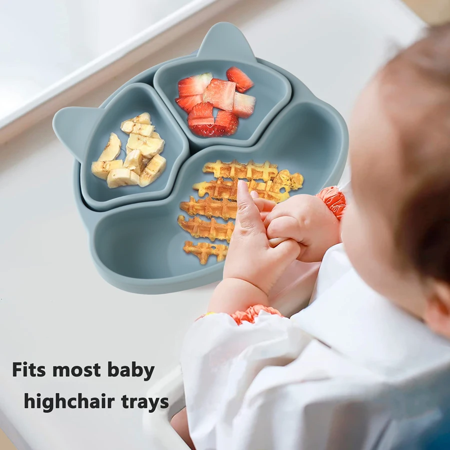 New BPA Free Baby Sucker Silicone Dining Plate Cartoon Children Dishes Plate Toddle Training Tableware Kids Feeding Bowls 6