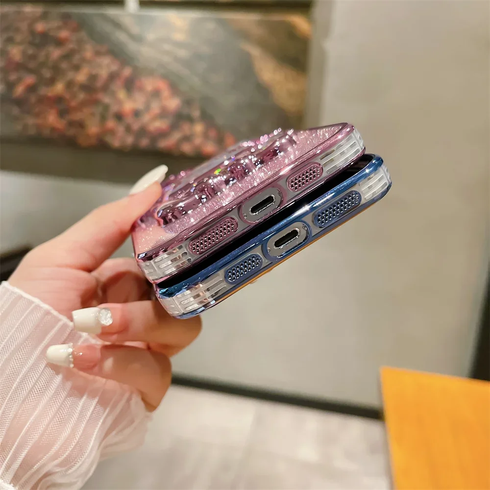 Cartoon Dinosaur Quicksand Glitter Phone Case For Iphone Series_voghion.com