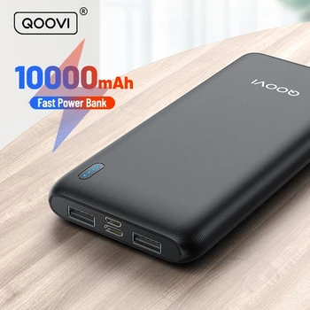 QOOVI 10000 mAh 보조베터리 초박형 휴대용 충전기 iPhone 13 Xiaomi Samsung Huawei 외부 배터리 10000 mAh 보조베터리