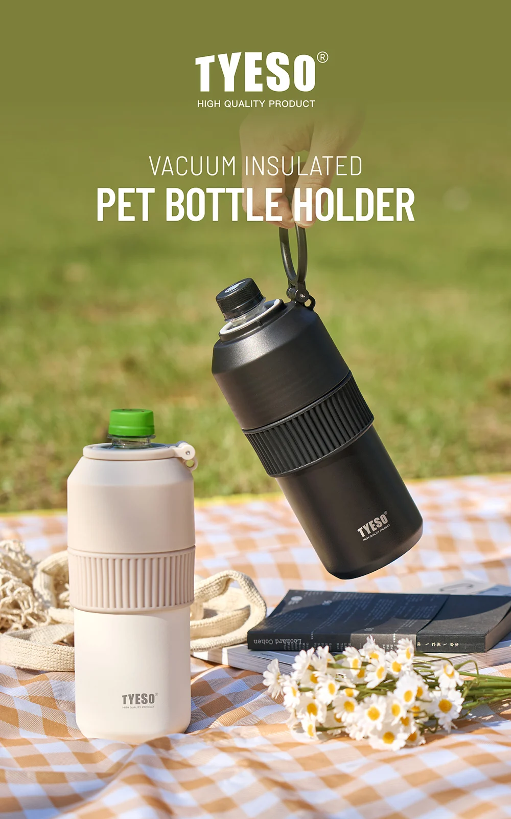 Description Picture 2 of itemTYESO Vacuum Insulated Pet Bottle Cooler For wine bottles Coffee Stainless steel Summer Outdoor Portable Give Liner Cup Cover