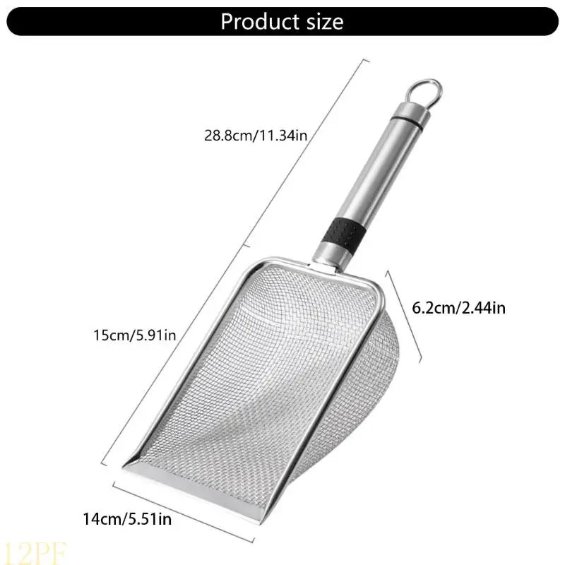 12PF 2Pcs 스테인레스 스틸 삽 새끼 고양이 쓰레기 삽 스테인레스 스틸 손잡이 애완 동물 청소기