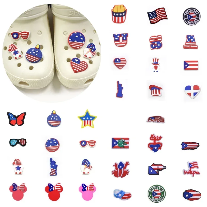 

PVC Shoe Charms Shoe Accessories USA Shoe Decoration Buckles Accessories for Clog Sandals X-mas Gifts Buckle