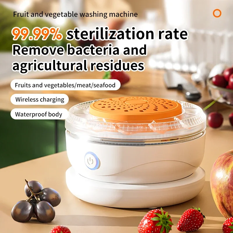 Portable Fruit Vegetable Washing Machine Household Fruits Vegetables Wash Ingredients Fully Automatic Food Cleaner Machine
