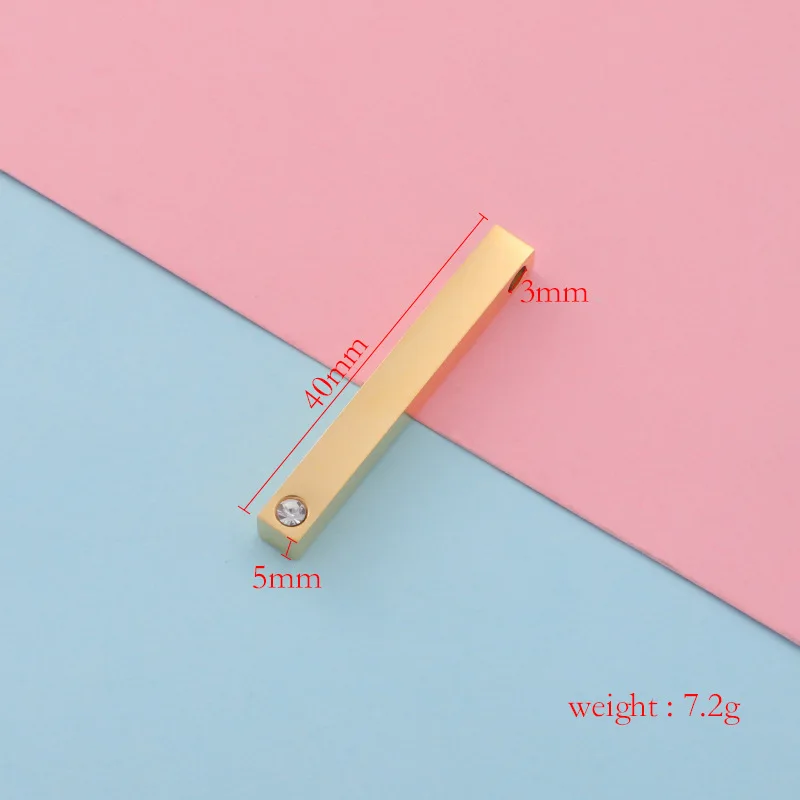 Stainless Steel Blank Bar Charms With Birthstone Rectangle Blank Bar Pendant For Engrave To Record DIY Making Necklace keychain