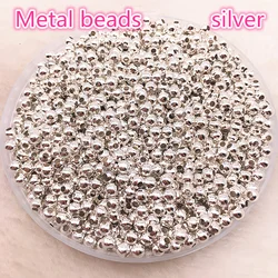 Elegant Tone Metal Smooth Ball Spacer Beads for Jewelry Crafting & DIY Accessories (02silver)