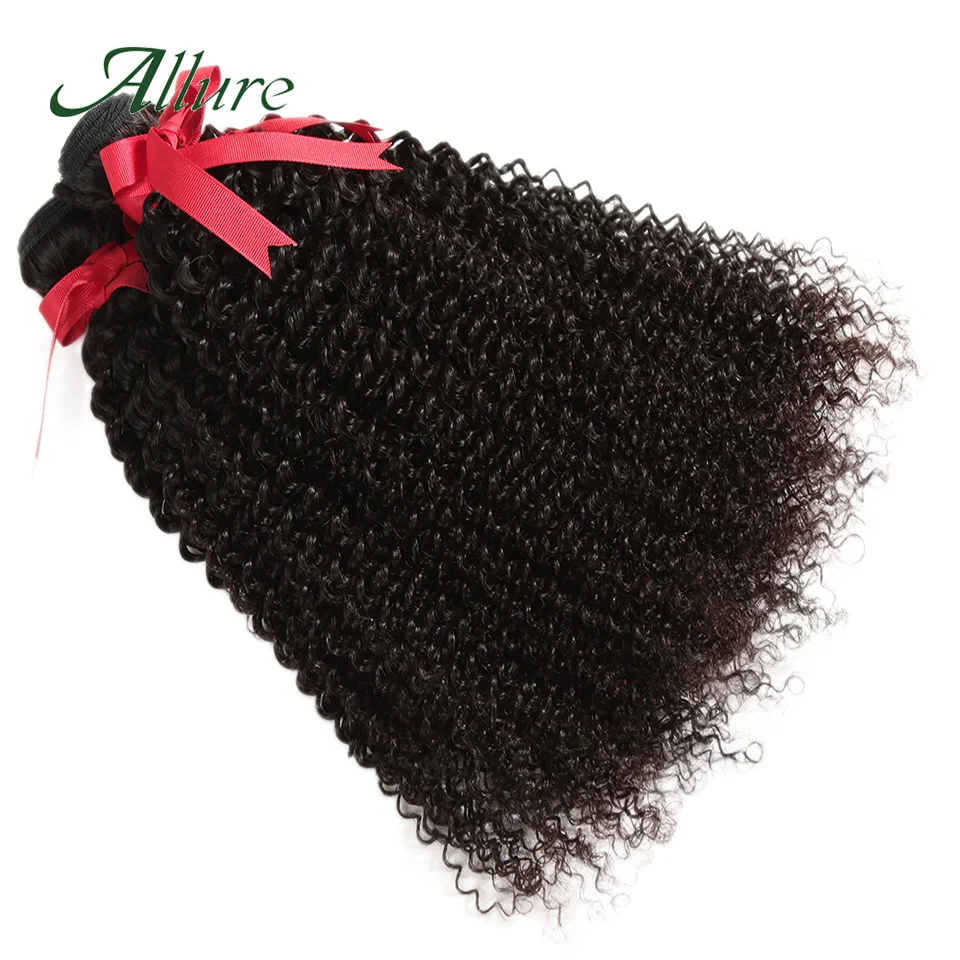 Brazilian Kinky Curly Hair Bundles Remy Human Hair Bundles 1/3/4 PCS Water Wave Extensions Natural Black