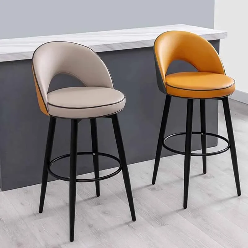

Nordic Black Counter Bar Chairs Leather Resturant Grey Multifunctional Bar Chairs Backyard Luxury Silla De Bar Home Decoration