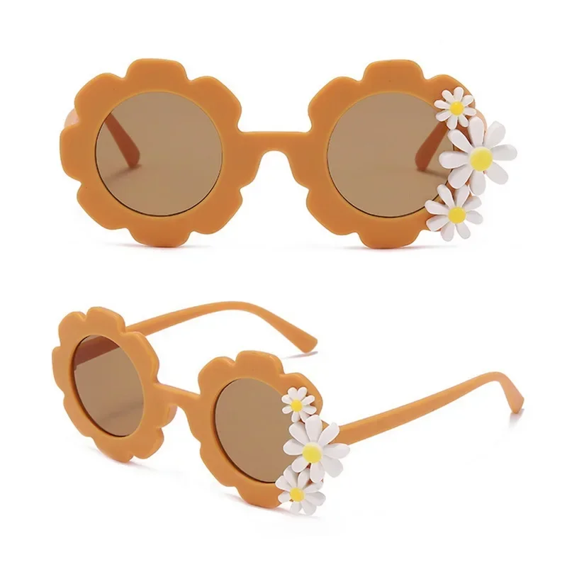 Kids Cute Round Sunflower Sunglasses Boys Girls Outdoor Travel Beach Acrylic Sun Glasses Sun Shade Eyewear UV400 Gafas De Sol