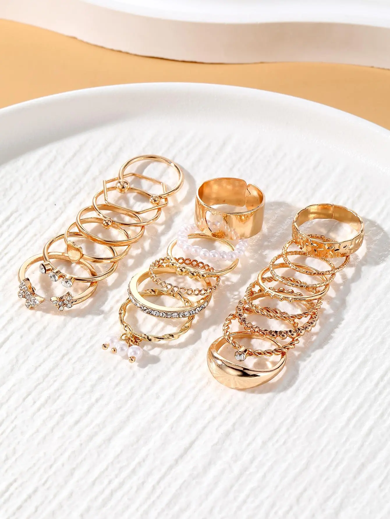 S2ae7573de0a24fa6b0c14179077c048ev 23pcs/Set Vintage Heart Butterfly Rings Set For Women Fashion Gold-color Geometric Hollow Finger Ring Wedding Party Jewelry Mallzona