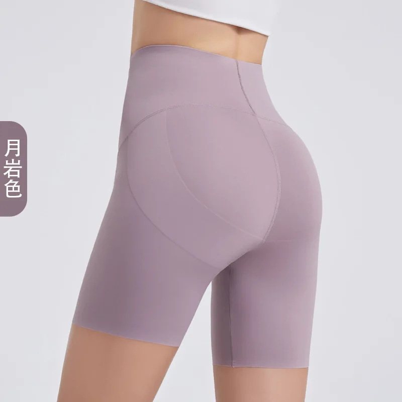 Summer New Casual Yoga Sports Shorts Solid Color High Waist Hip Lift Pants Women's Running Fitness Tight Capris