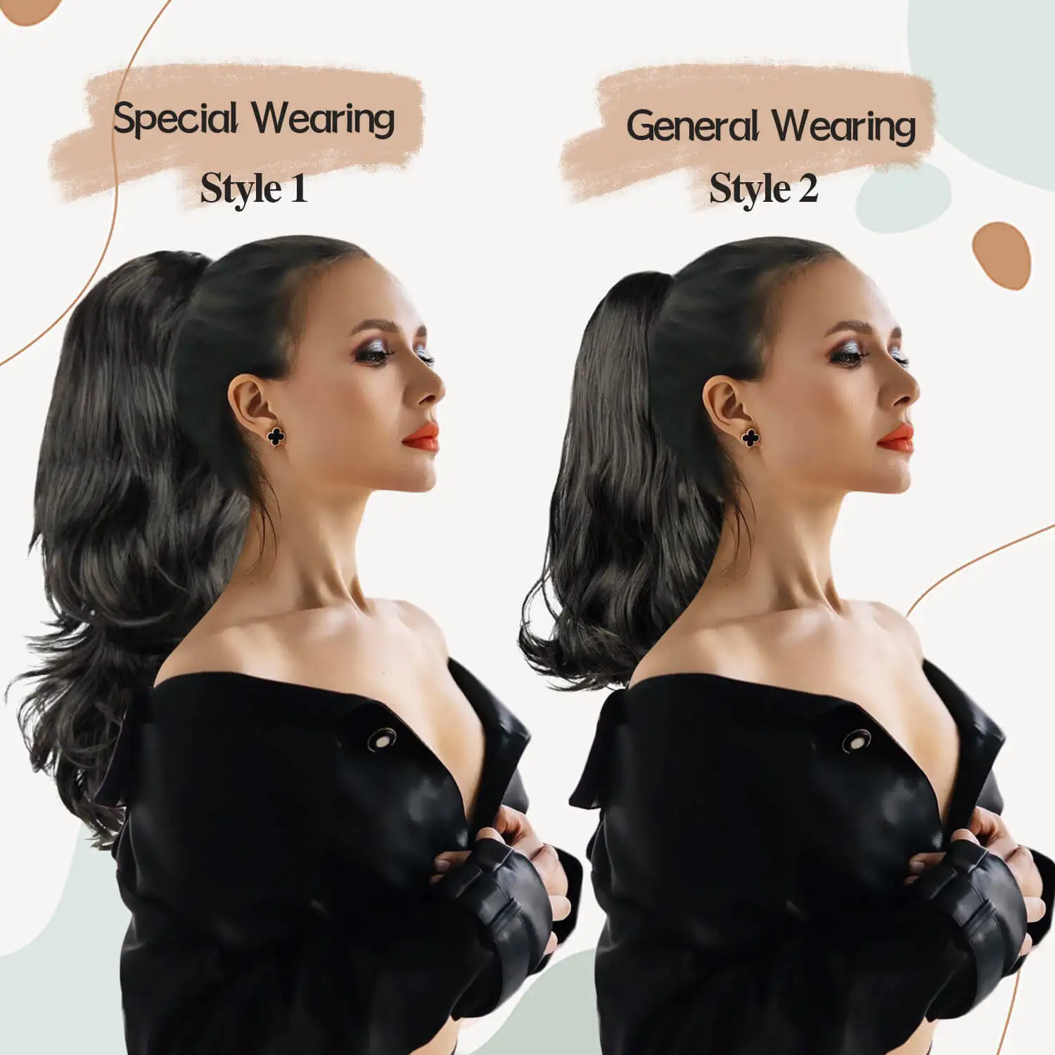 16 Inch Synthetic Curly Wave Claw-On Ponytail Wavy Body Wave Hair Extension Clip Realistic Quick Hair Style Change