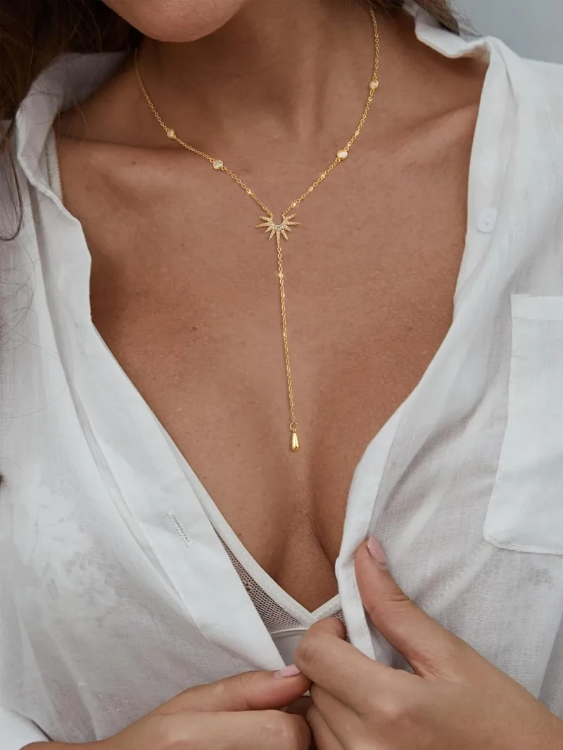 الوهق عقد ذهب للنساء 14K مطلية بالذهب الطبقات تشيك...