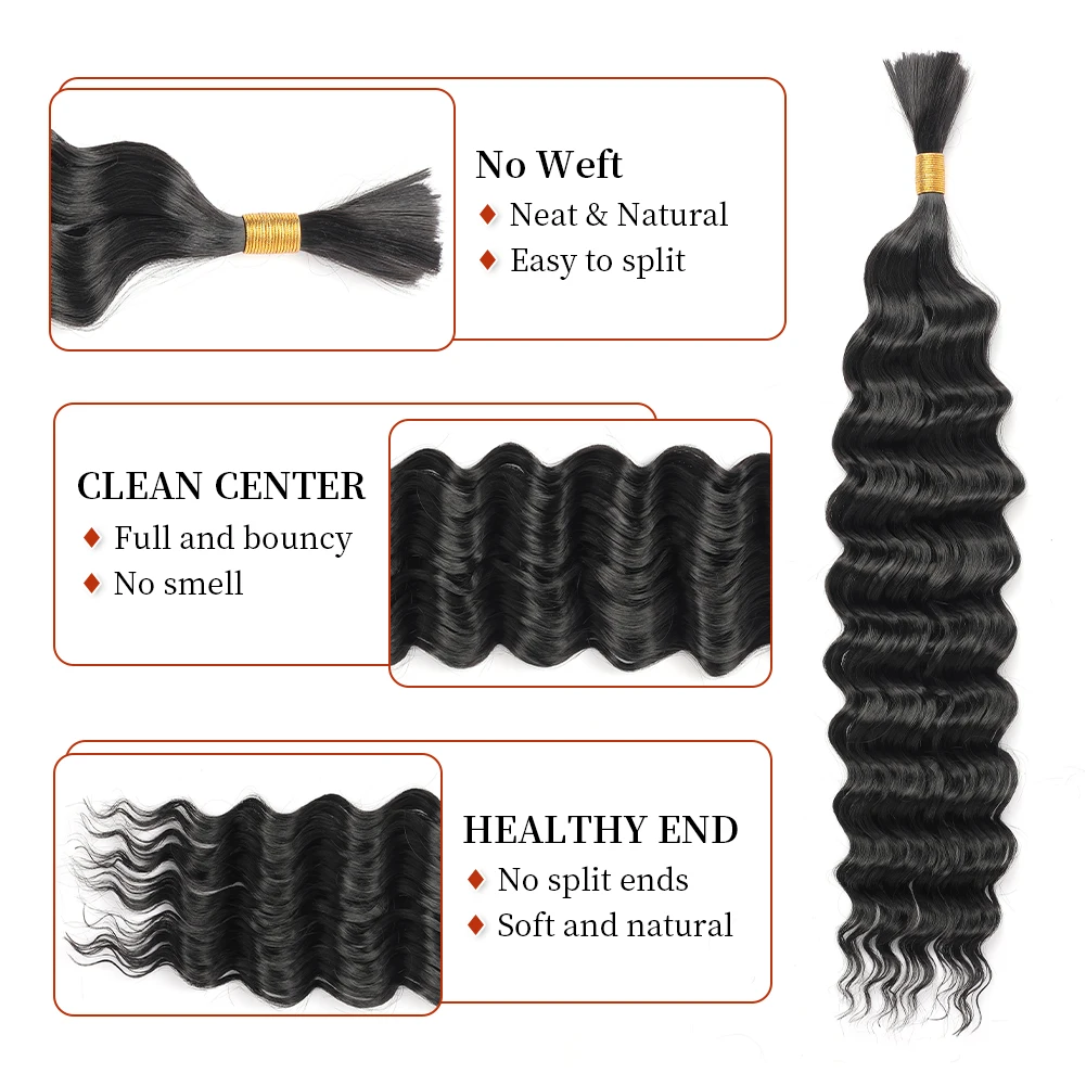 Synthetic Crochet Hair Curly Braiding Synthetic Hair Deep Wave Bulk Hair Crochet Braiding No Weft Bundle Brazilian Virgin Water Curly 22 Inch