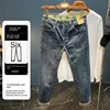 High quality fashion wash jeans for men 2024 men's new fall wear trendy printed nostalgic stretch slim denim casual pants 5