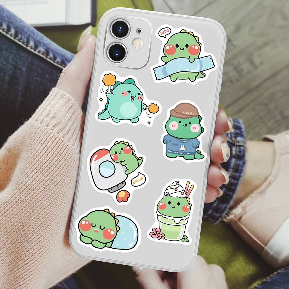 Cartoon Green Dinosaur Stickers Fun DIY Kids Toy Gift Decal for Laptop Phone Scrapbook Luggage Bottles Decorative Waterproof cartoon stickers decorative stickers animal stickers cartoon sticker