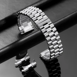 Elegant Solid Stainless Steel Curved - End Watch Band Bracelet - 22mm (Silver)