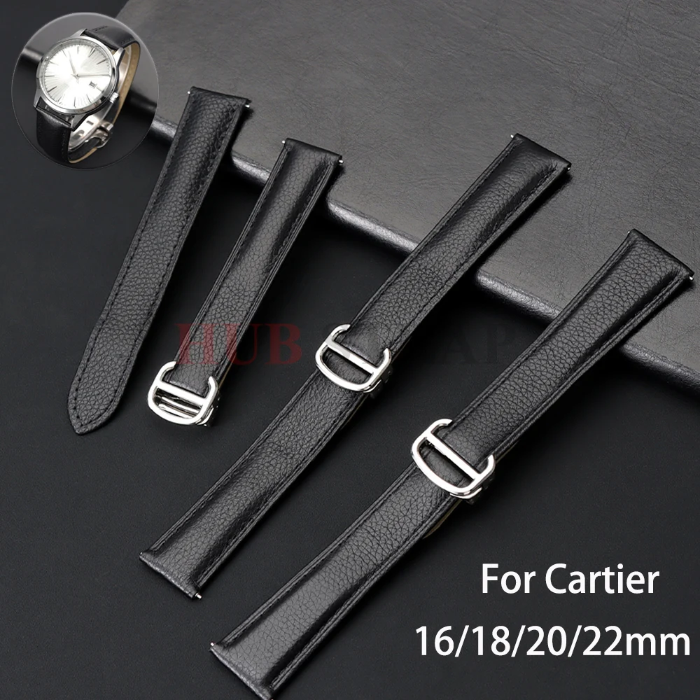 16mm 18mm 20mm 22mm Echtleder Uhrenarmband für Cartier Tank London Solo Lychee Strukturiertes Rindsleder Armband Herren Damen Band – Detail 1