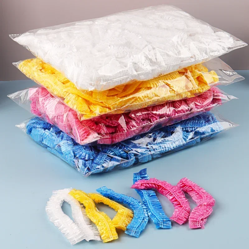 100pcs Plastic Food Cover Fresh-keeping Bag Shower Cap Shoe Cover Kitchen Storage Accessories