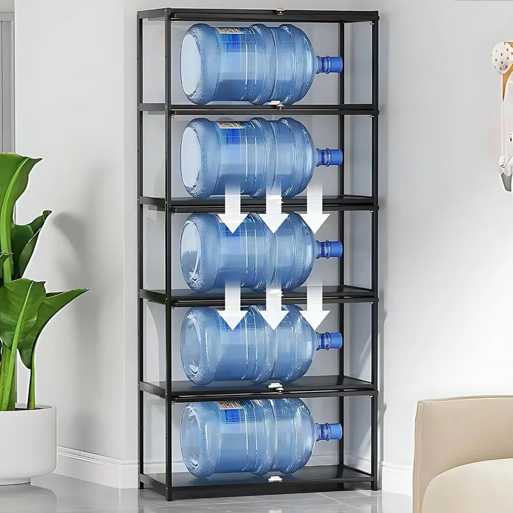 Display Cabinet, 5-Tier Storage Shelves with Acrylic Glass Door, Collectibles Toy Organizers Rack & Display Shelf,Kids Bookshelf 5