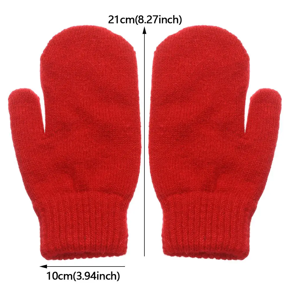 Fashion Solid Color Plush Double Layer Winter Gloves All Fingers Rabbit Hair Mittens