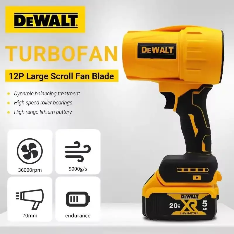 DEWALT 무선 공기 송풍기 브러시리스 터보 팬 폭풍 팬 800G 추력 휴대용 먼지 송풍 도구 충전식 20V 배터리