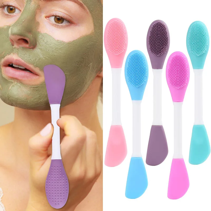 2/5Pcs Double Head Silicone Face Mask Brushes Facial Pore Cleaner Brush Mud Film Applicator Women Cleaning Tools facial cleansing brush facial mask brush