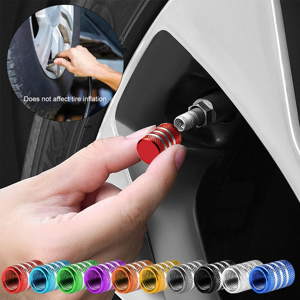 Universal Aluminum Tire Valve Caps - Set of 4, Dustproof for Cars, Motorcycles, and Bicycles