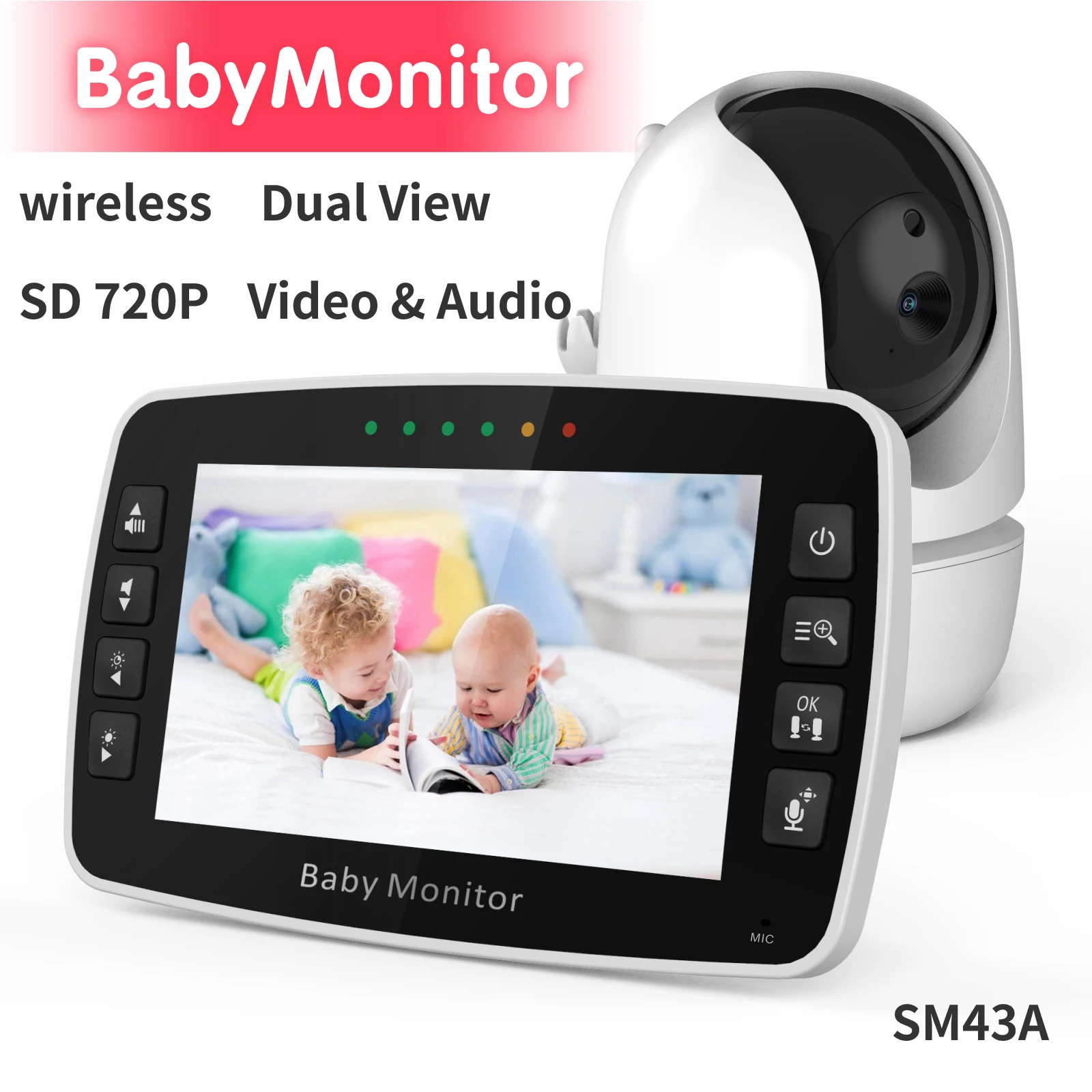 

New Baby Monitor 4.3 Inch Wireless Video Nanny Safety Night Vision Baby Monitor Crying Alarm Temperature Monitoring Camera SM43A