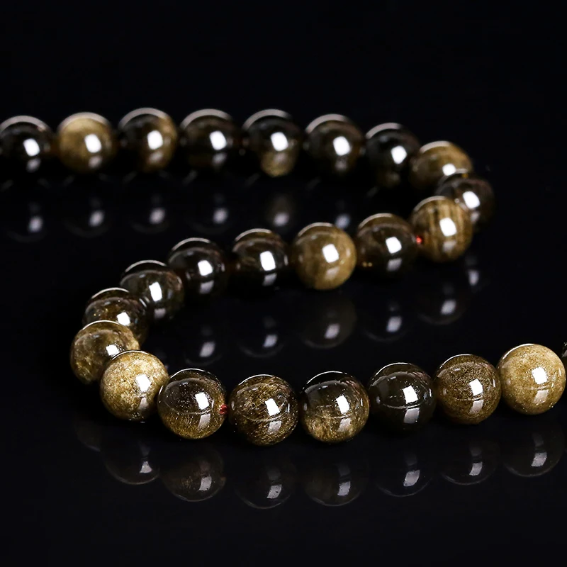 Natural Stone Golden Obsidian Bead Irisation Round Loose Spacer 4 6 8 10 12mm For Jewelry Making Diy Bracelet Necklace Accessory 5