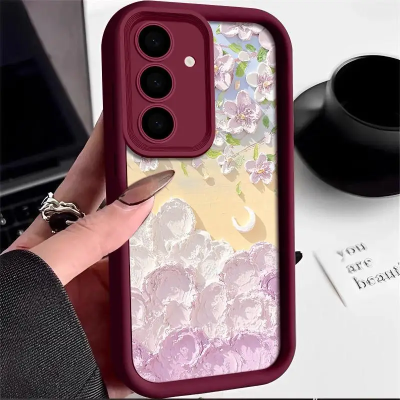 Charming Lotus Flower Oil Painting Silicone Phone Case