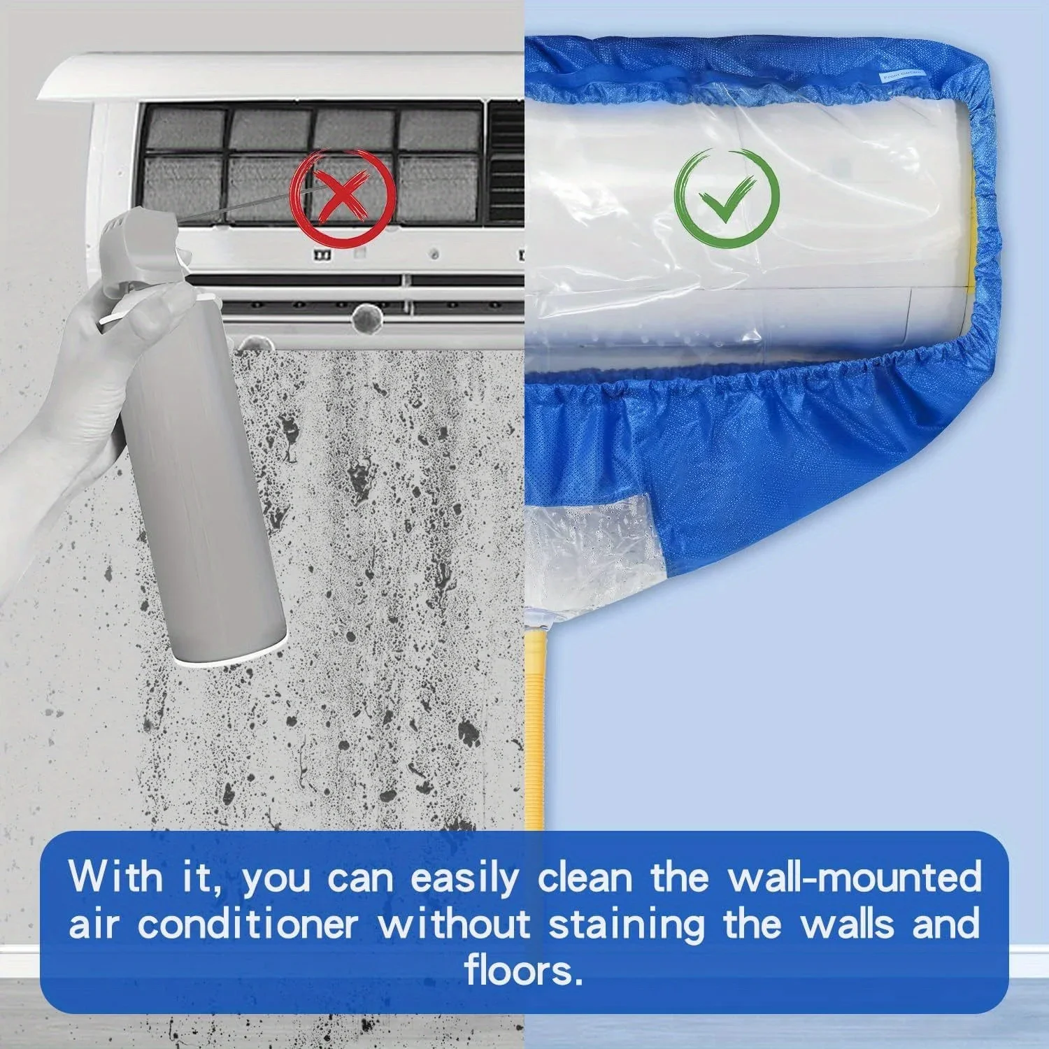 Description Picture 5 of itemLarge 95/130cm Air Conditioner Cleaning Cover Kit Double Thickening Wash Mounted Protective Dust Cleaner Water Bag Support Plate