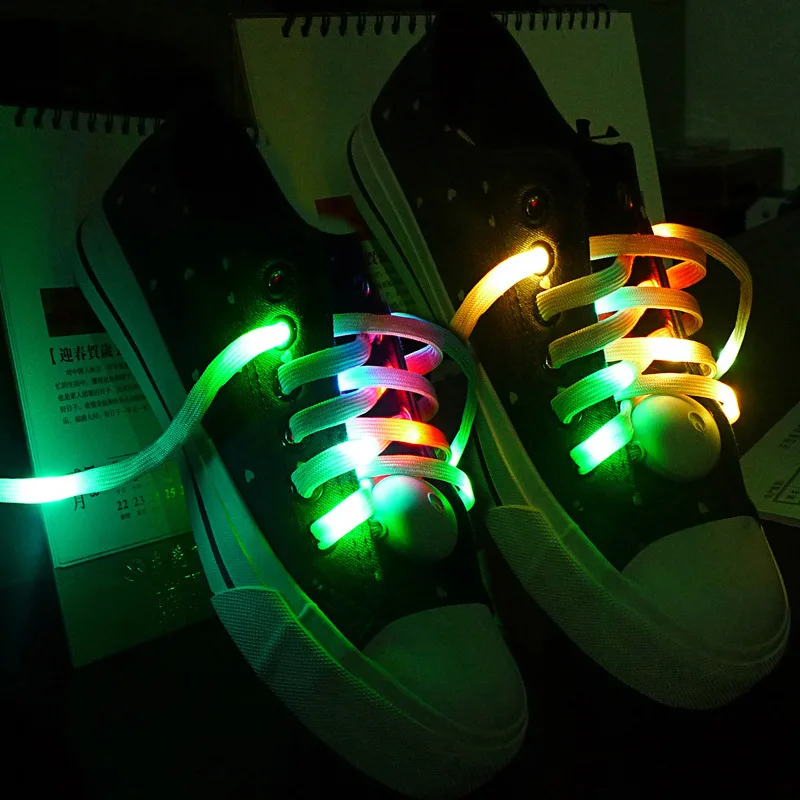 2Pcs LED Sport Luminous Shoelaces Glow Shoe Strings Round Flash