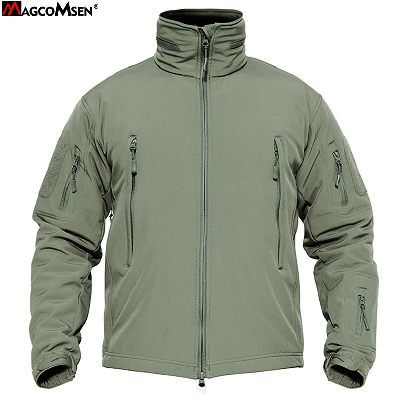 MAGCOMSEN Men's Hooded Tactical Jacket Water Resistant Soft Shell Snow Ski Winter Coats 