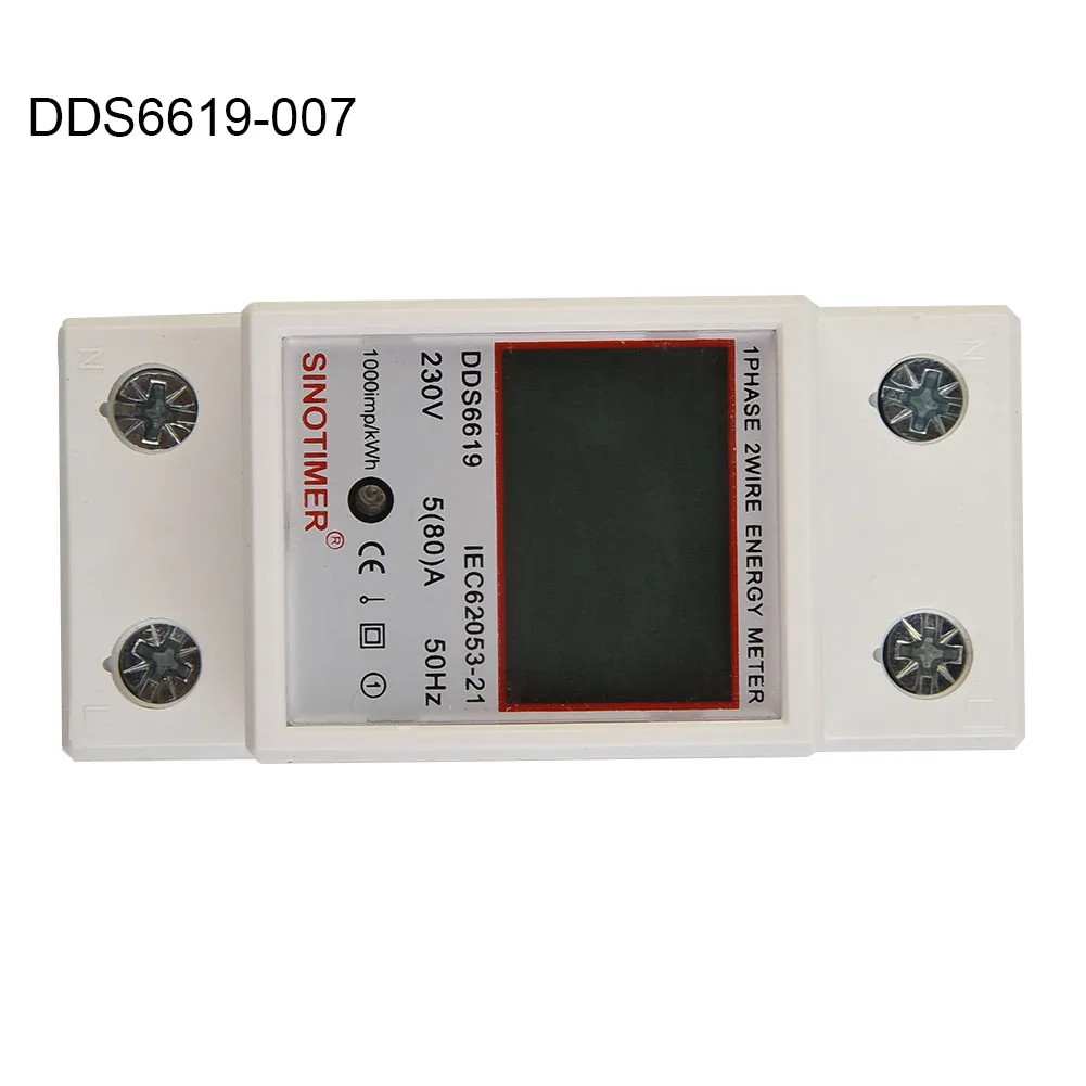 Energy Meter DDS6619 5-80A 230V Single Phase Energy Meter LCD Display Digital KWh Watt Meter DIN Rail Mount