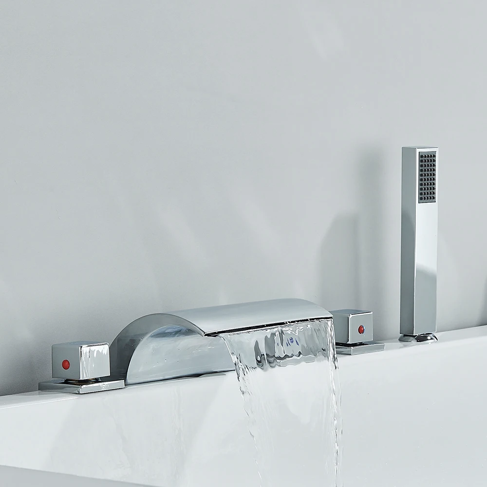 Bathtub Faucet Shower Faucet Widespread Tub Sink Tap Three Handles Hot Cold Water Mixer