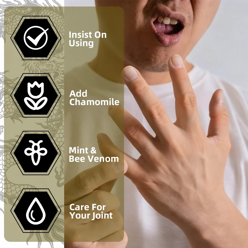 Dragon joint and muscle care   Bee venom and mint, consistent use, chamomile and horse oil with added calendula oil, joint care