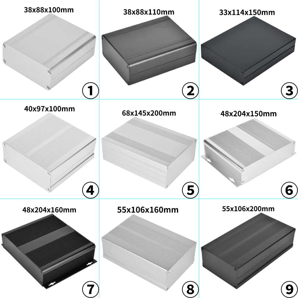 thumbnail image 1 of Caja de conexiones de metal de 117 tamaños, carcasa de aluminio resistente al agua, carcasa para amplificador de proyectos de instrumentos de PCB, carcasa electrónica, 1 of 5