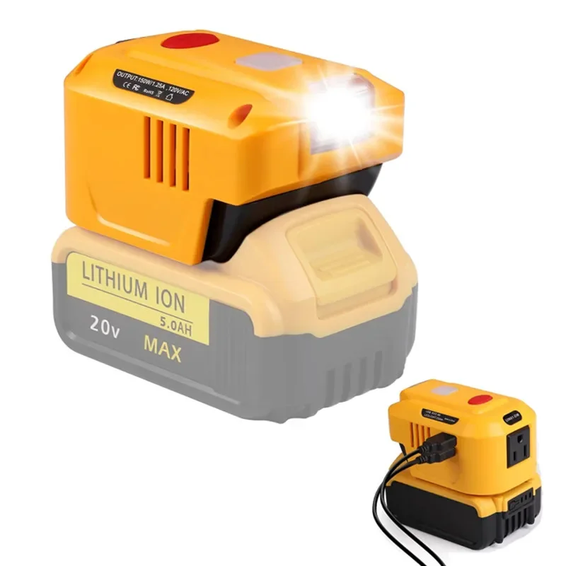 

Power Inverter for Dewalt 18V 20V Max Li-ion Battery EU/US Plug DC 20V To AC 110V/220V Portable Power Station with LED Light USB