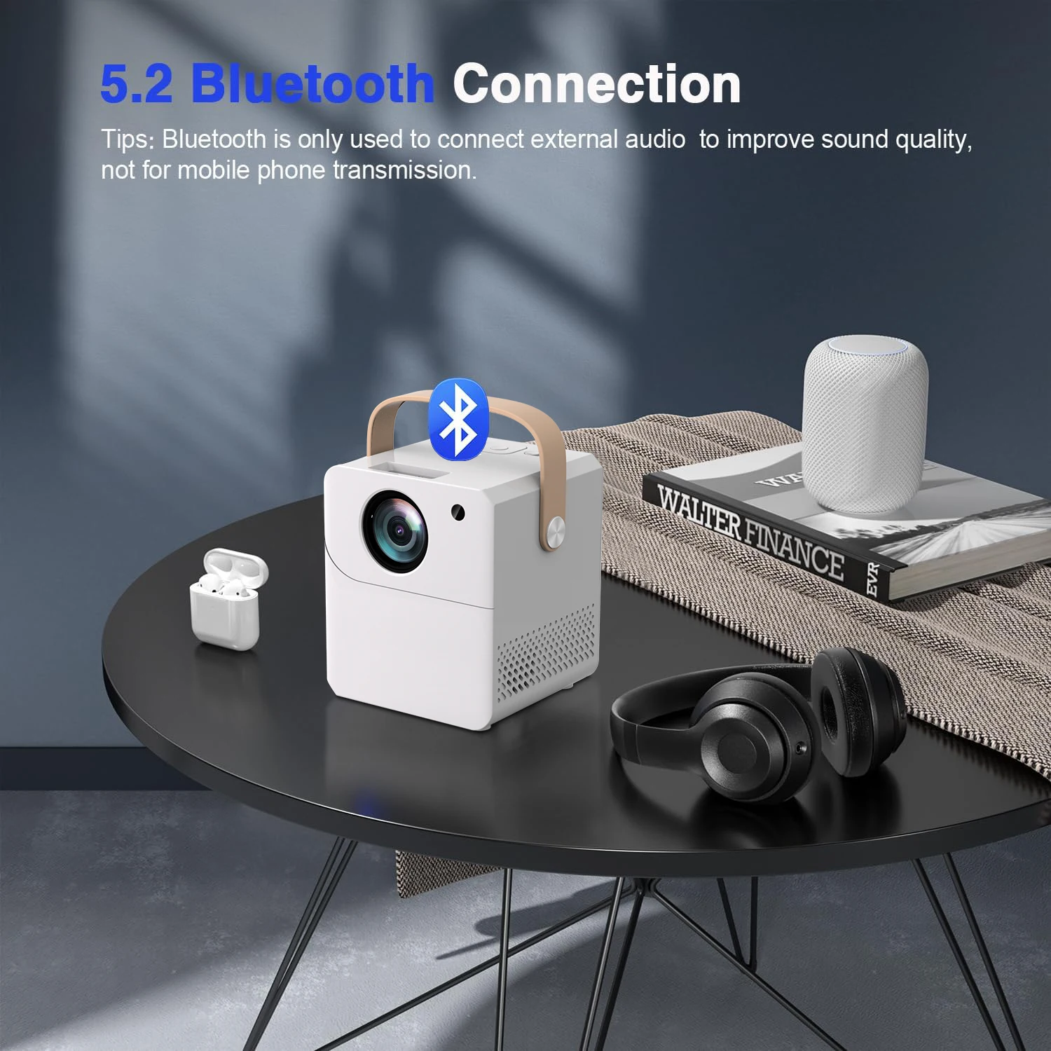 4K Ultra HD Projector Built in Android System 5G WiFi Connection to Phone Screen Projection Compact and Portable