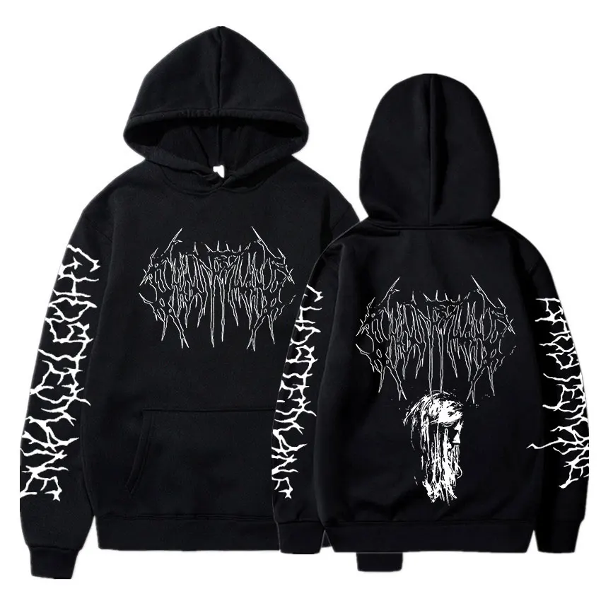 thumbnail image 1 of Ghostemane-Sudadera con capucha y estampado de doble cara para hombre, ropa de calle masculina de estilo Hip Hop, de Metal y Rock, de gran tamaño, estilo gótico, 1 of 5