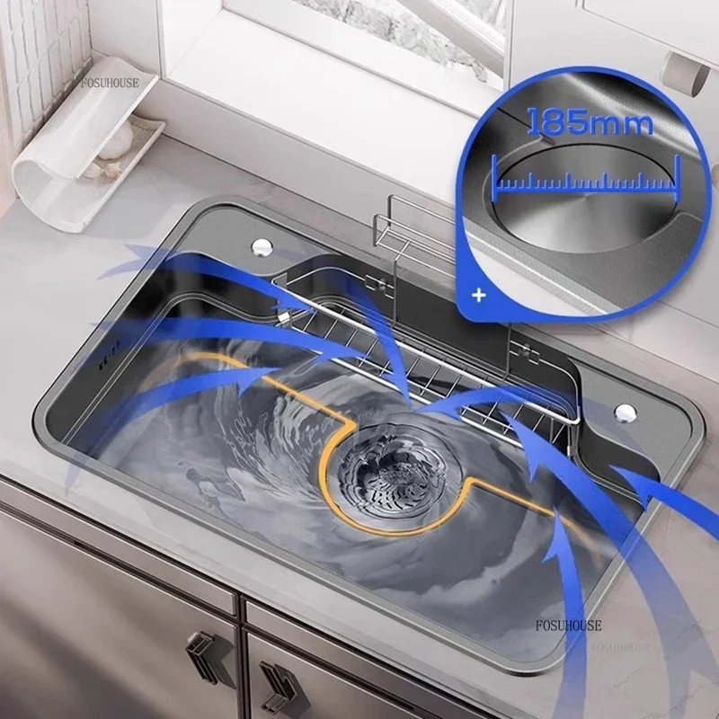 304 Stainless Steel Kitchen Sinks Nano Large Single Tank Home Kitchen Sink Under Counter Basin Honeycomb Embossed Wash Basin
