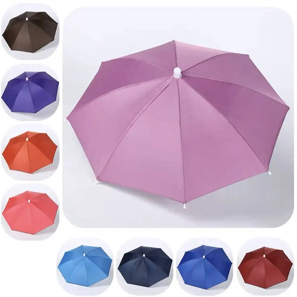 New Head Umbrella Hat Sunshade Windproof Elastic Band Rain Gear Head Hats Portable Head Wearing Umbrella