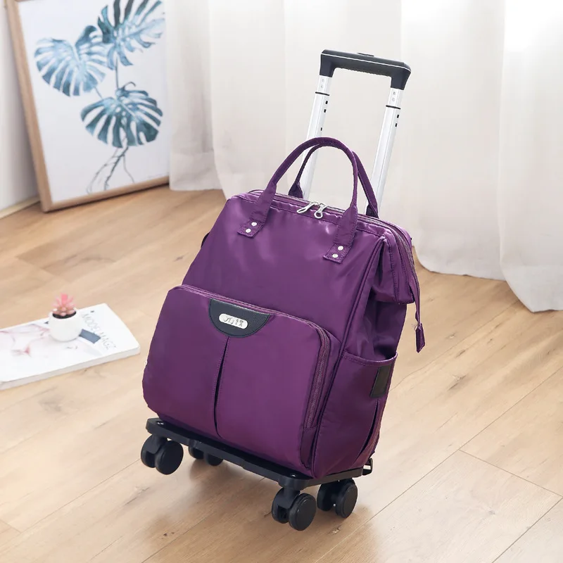 Bolsas de fin de semana para mujer, bolsa de viaje suave con ruedas, bolsa  de viaje impermeable con ruedas, equipaje de mano con ruedas (color morado
