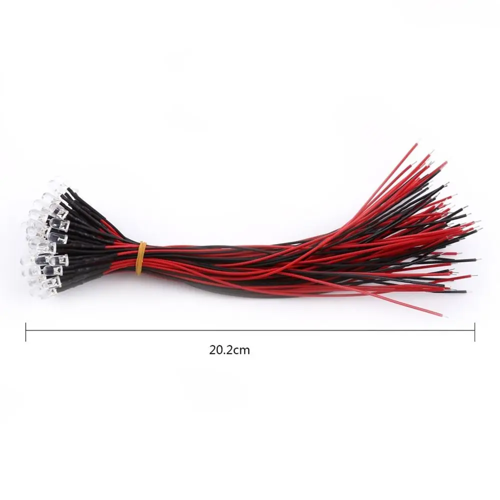 50PCS 5mm 사전 배선된 LED 다이오드 DC12V 빨간색 파란색 주황색 느린 점멸 확산형 LED 램프 DC12V LED 조명 전자 프로젝트