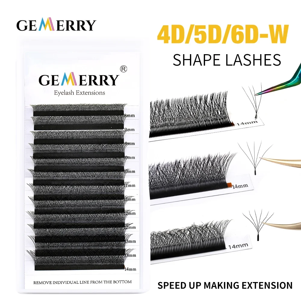 

Gemerry 4D/5D/6D W Shape Eyelash Extensions Clusters Premade Volume Fans Soft Faux Mink Natural Lashes Easy Faning EyeLashes