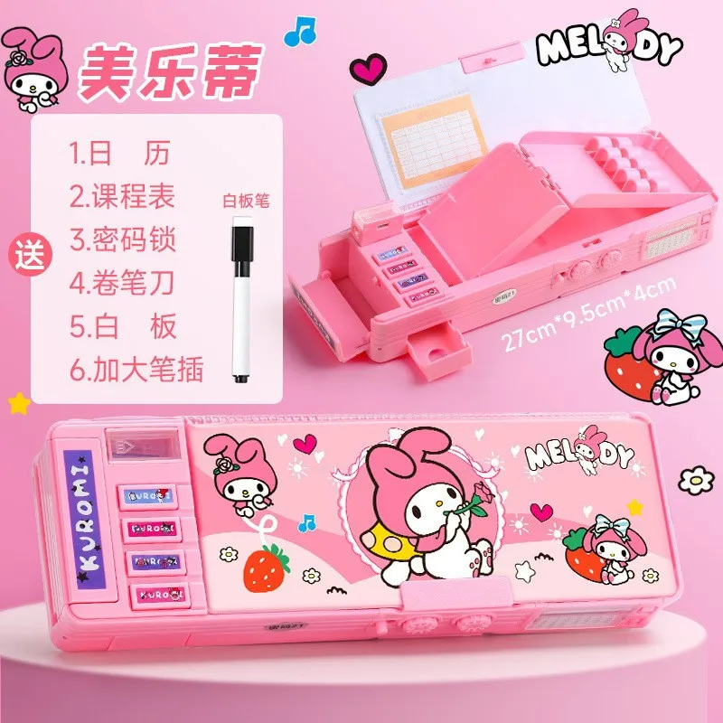 2024 New Kuromis Mys Melodys Anime Pen Box with Combination Lock Pencil Storage Bag Girls and Students Stationery Supply Toys