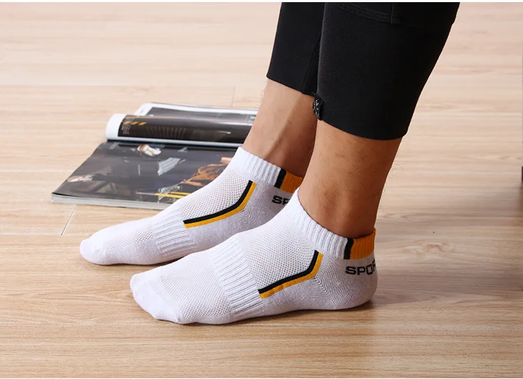 5 Pairs/Lot Spring Summer Men's Socks Breathable Ankle Cotton Sport Socks Mesh Casual Athletic Thin Short Sokken Size 38-48