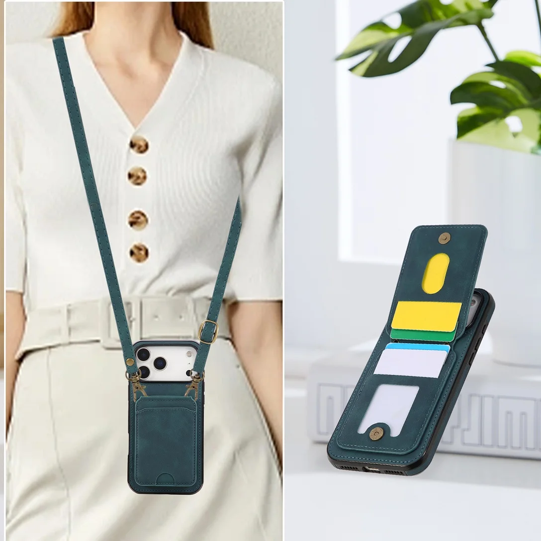 Trend Practical Crossbody Leather Card Slot Wallet Case - Stylish Purse Shell Phone Bag Cover