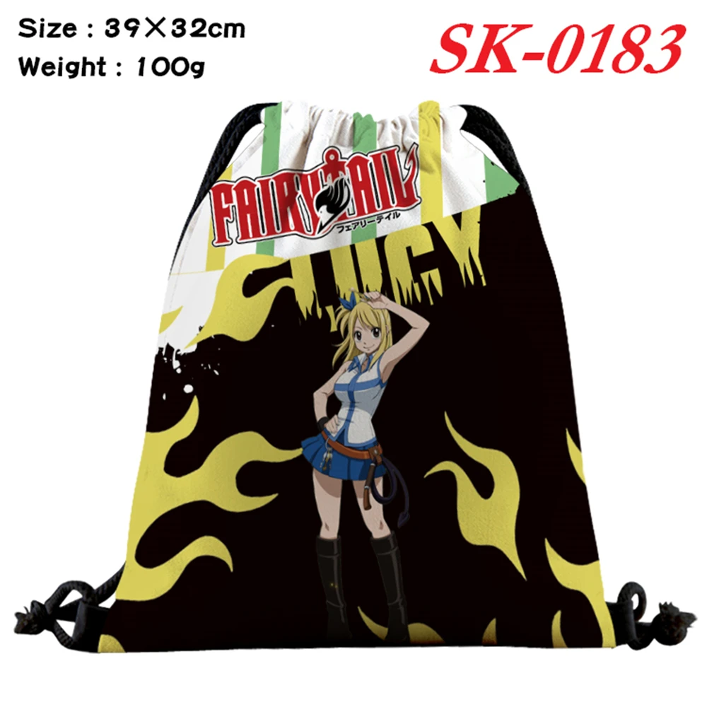 

Drawstring Bags FAIRY TAIL Canvas Cartoon Unisex Backpack Fashion Cosmetic Container Casual Beach Bag Travel Shoes Pouch
